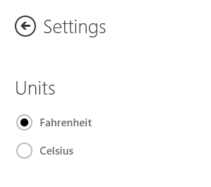 Windows 8 Weather Settings